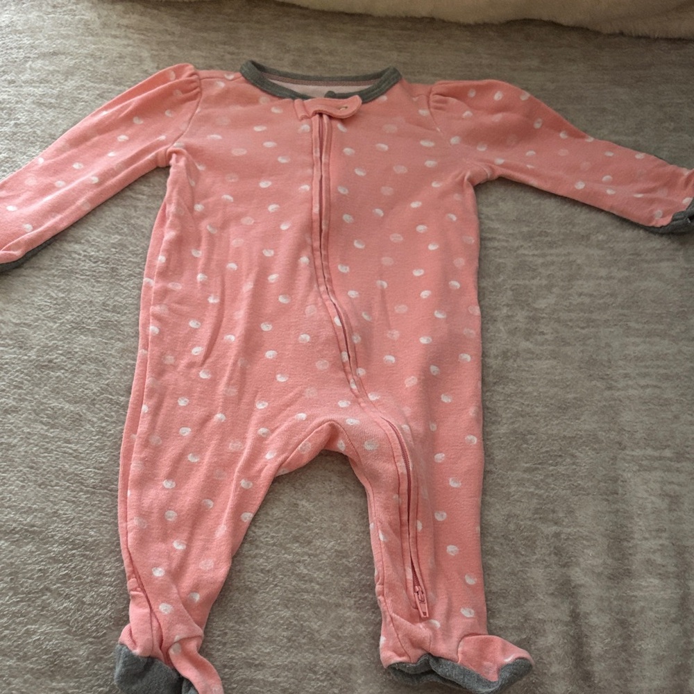 Cloud Island Pink and White Polka Dot Footie